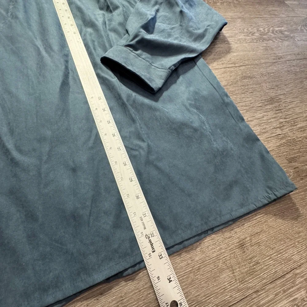 Vintage Brandini Shirt Mens XXL Blue Faux Suede Heritage Luxury Old Money Casual